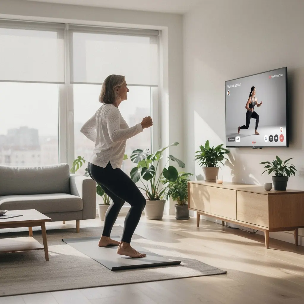 Edzés utáni nyújtás, ahol a résztvevők az izomlazításra helyezik a hangsúlyt.