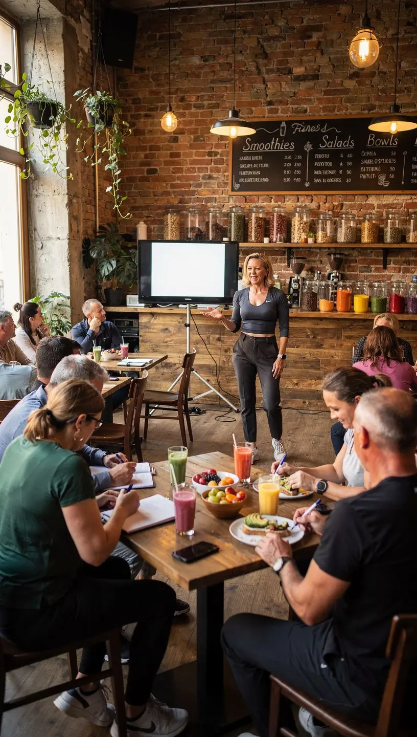 Idős emberek csoportos edzése a szabadban, mosolygós arccal.